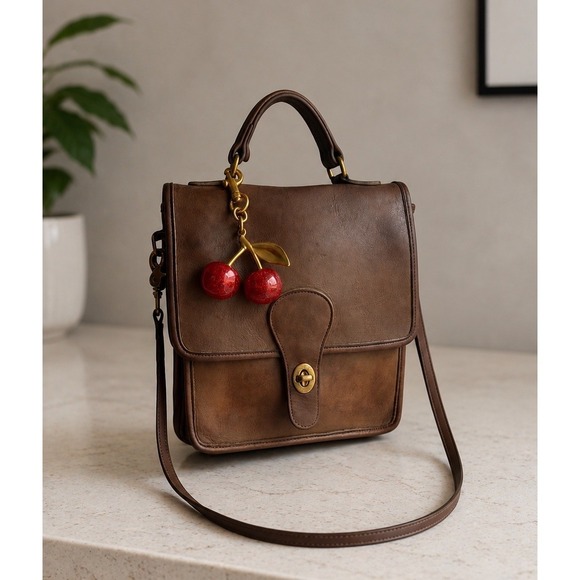 Coach Handbags - Vintage Coach Station Bag British Tan Flap Turn Lock Leather Crossbody Bag USA